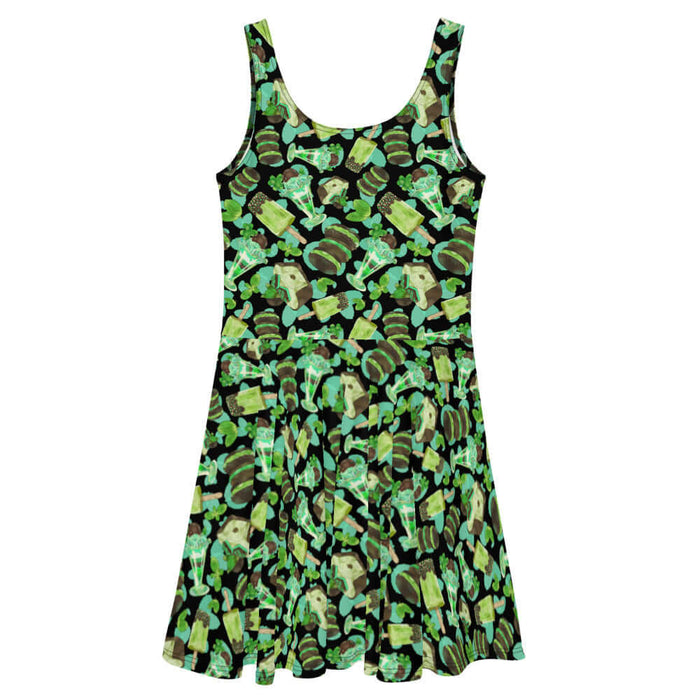 Choco Mint kawaii skater dress in mint with mint-cream sandwich cookies and mint parfaits