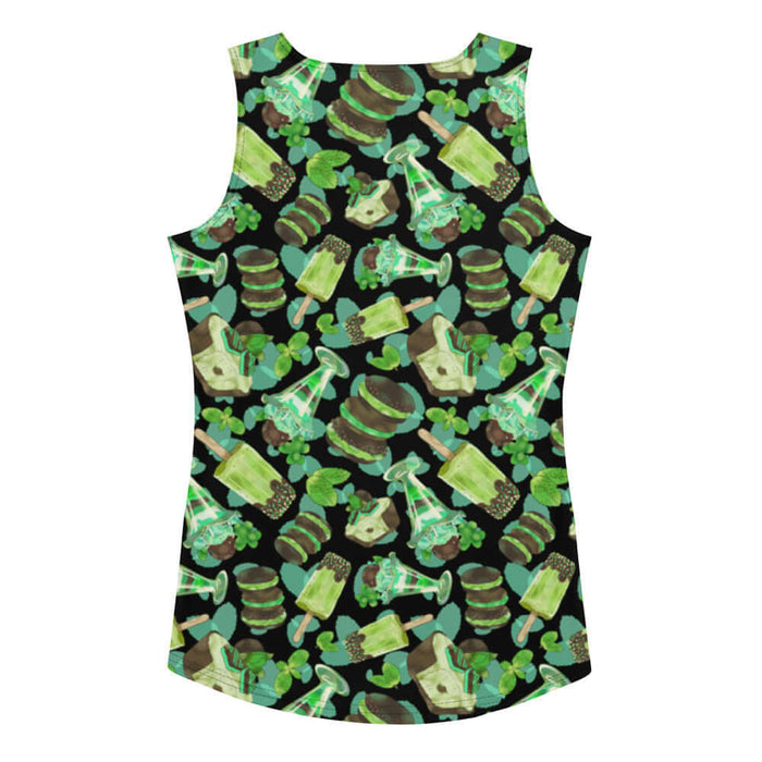 Choco Mint kawaii tank top in mint with mint-cream sandwich cookies and mint parfaits