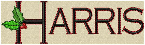 Christmas Holly Font - Comes in 3 inch with 1.75" plain side letters