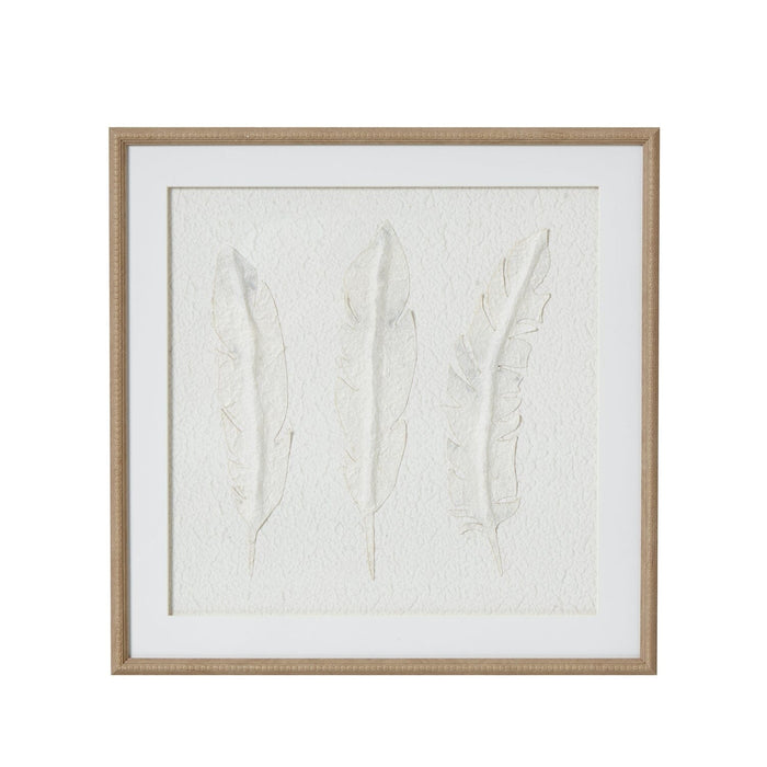 Delilah Square White Feathers Textured Framed Wall Art Accessories