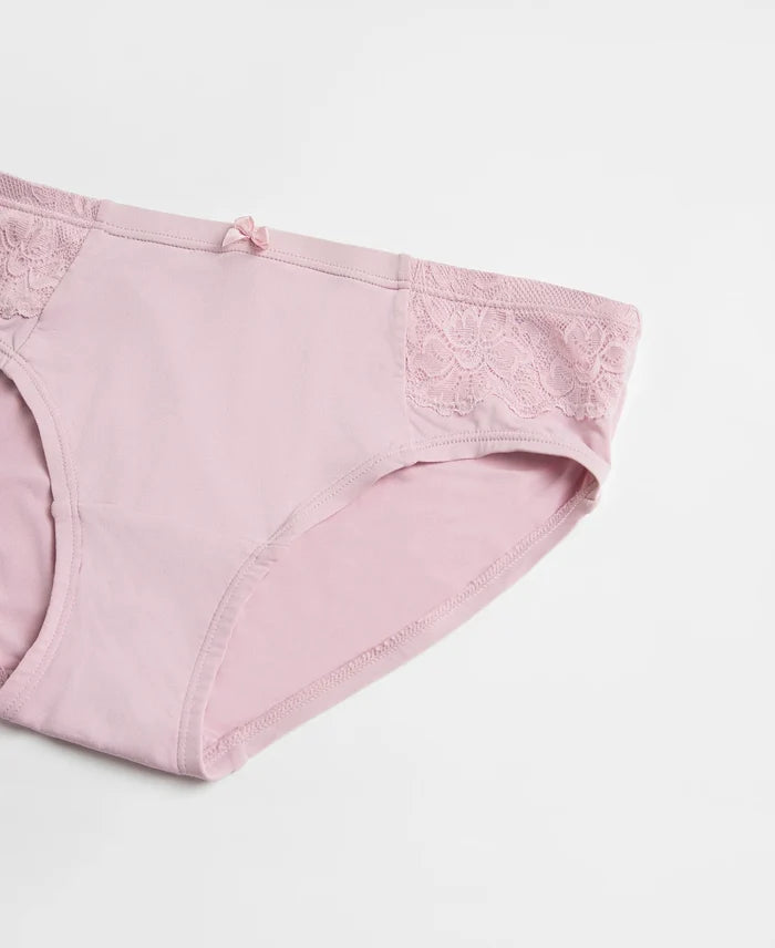 Full Coverage Soft Touch Microfiber Elastane Stretch Hipster with Lace Styling - Fragrant Lilac