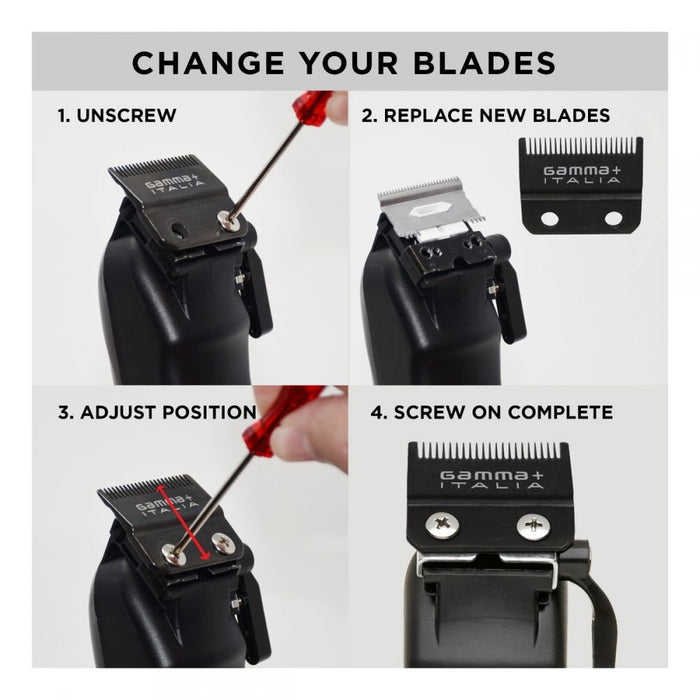 Gamma+ Replacement Stainless Steel Shallow Tooth Moving Clipper Blade