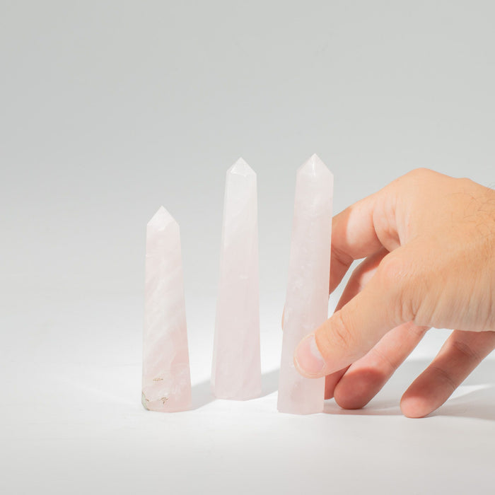 Gemstone Six Face Obelisk Point approx 11cm - Rose Quartz 🇬🇧
