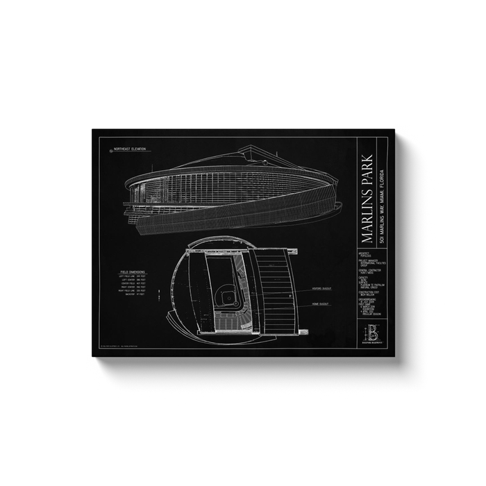 Marlins Park 18x24" Canvas Wrap - Black