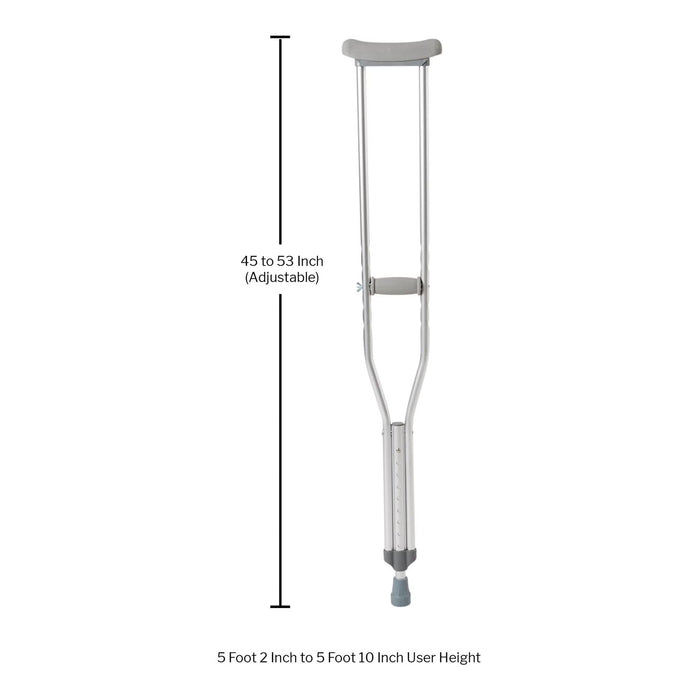 McKesson Aluminum Underarm Crutches, Adult, 5'2" to 5'10", 350 lb Capacity - 146-10400-8-Pair - LL Medico