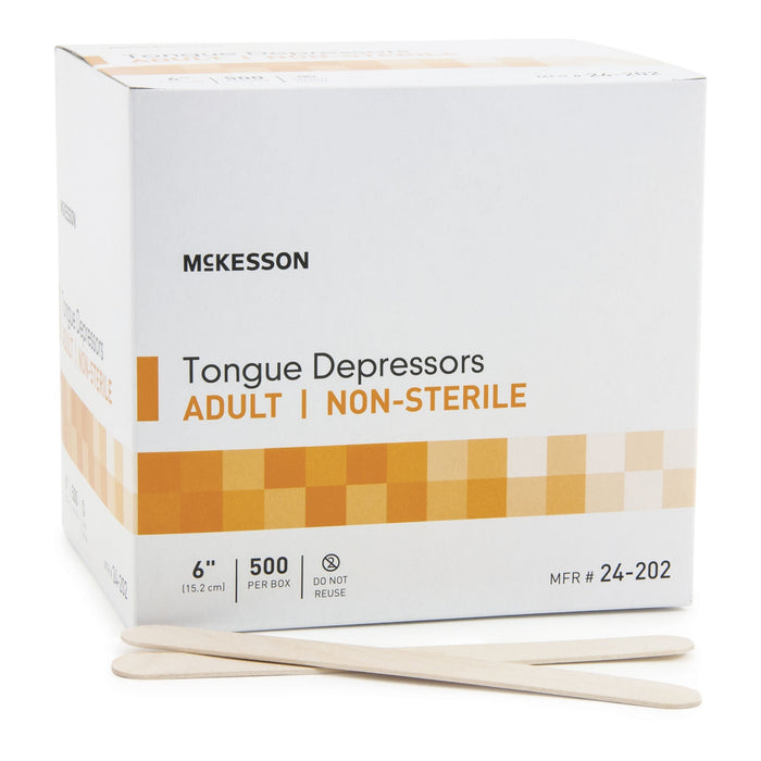 McKesson Tongue Depressor, Wood, Senior, 6", Non-Sterile - 24-202-Case - LL Medico