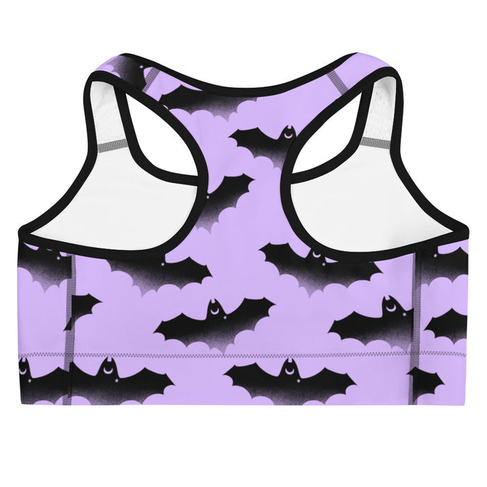 Morrigan alternative sports bra in lavender with bats and crescent moons