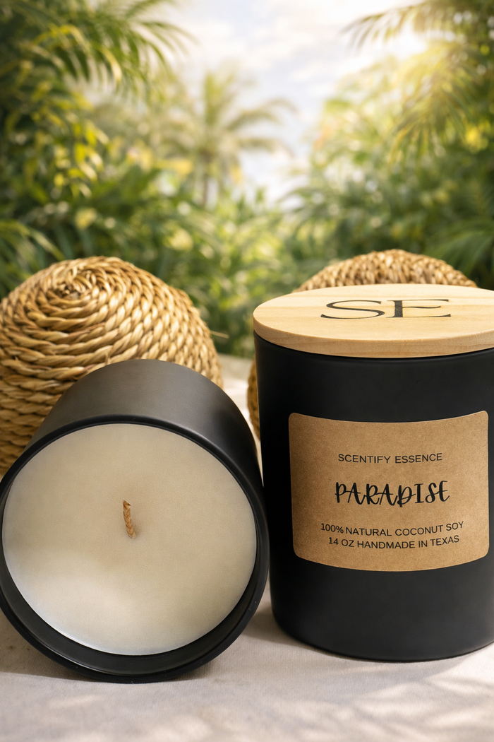 “PARADISE” – Hand-Poured Luxury Candle (Coconut Soy)