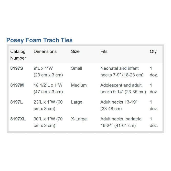 Posey Foam Tracheostomy Tube Holder, Pediatric/Adult, 1" x 18" Inch - 8197M-Single - LL Medico