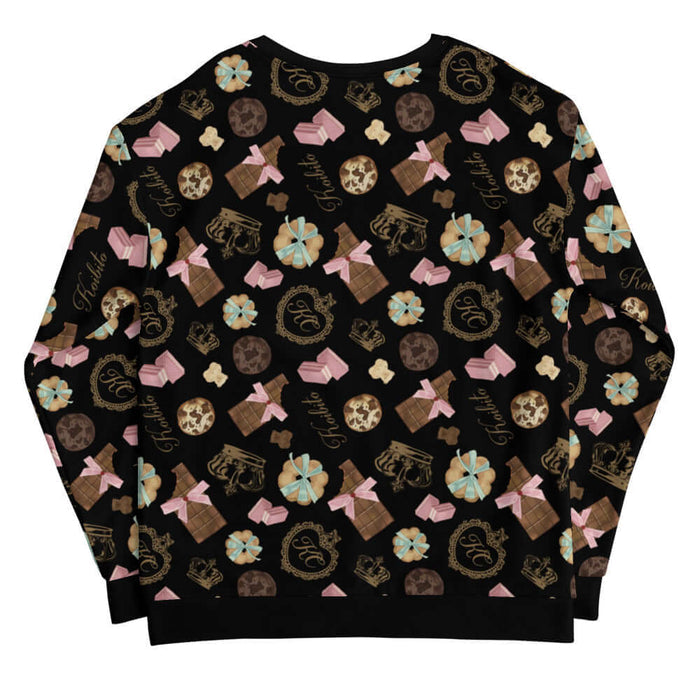 Royal Cookie kawaii sweatshirt in vanilla cream with strawberry wafers and ribbon-tied cookies