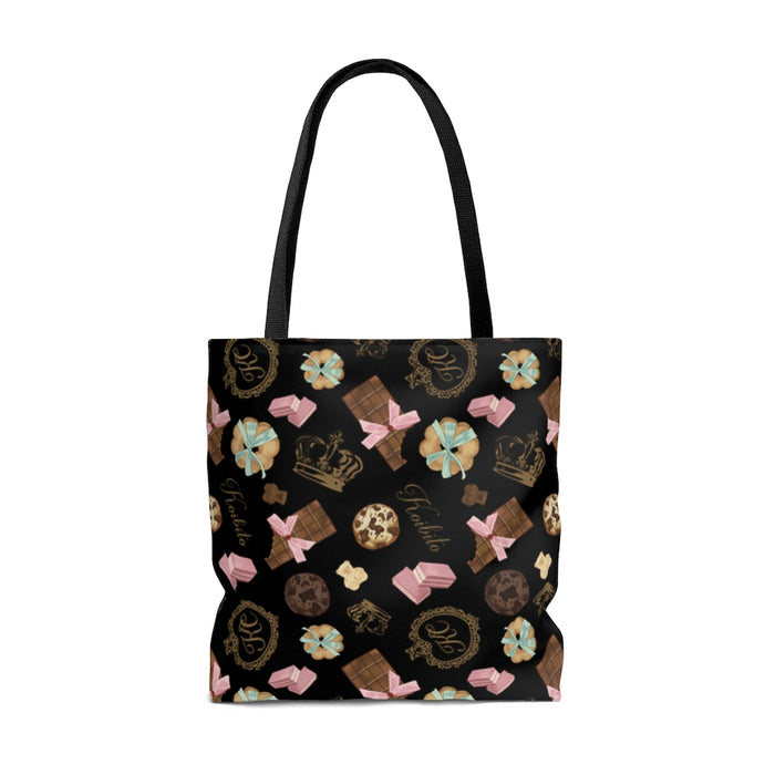 Stylish Royal Cookie Tote Bag (Dark Chocolate) featuring a fun chocolate and cookie pattern, perfect for any outing.