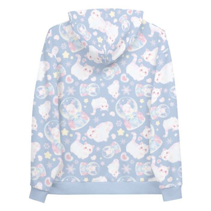 Snow Kitten kawaii hoodie with fluffy kittens and cream stars