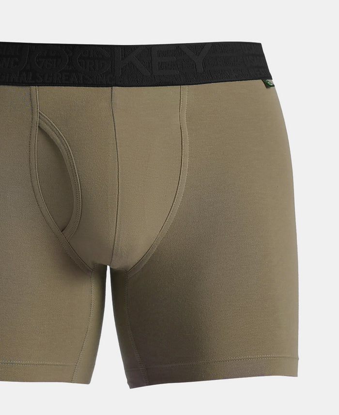 Super Combed Cotton Elastane Stretch Solid Boxer Brief with StayFresh Treatment - Earth