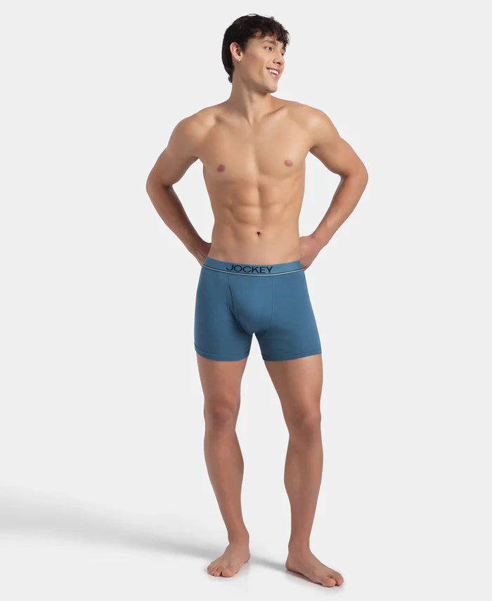 Super Combed Cotton Rib Solid Boxer Brief with Ultrasoft and Durable Waistband - Stellar (Pack of 2)