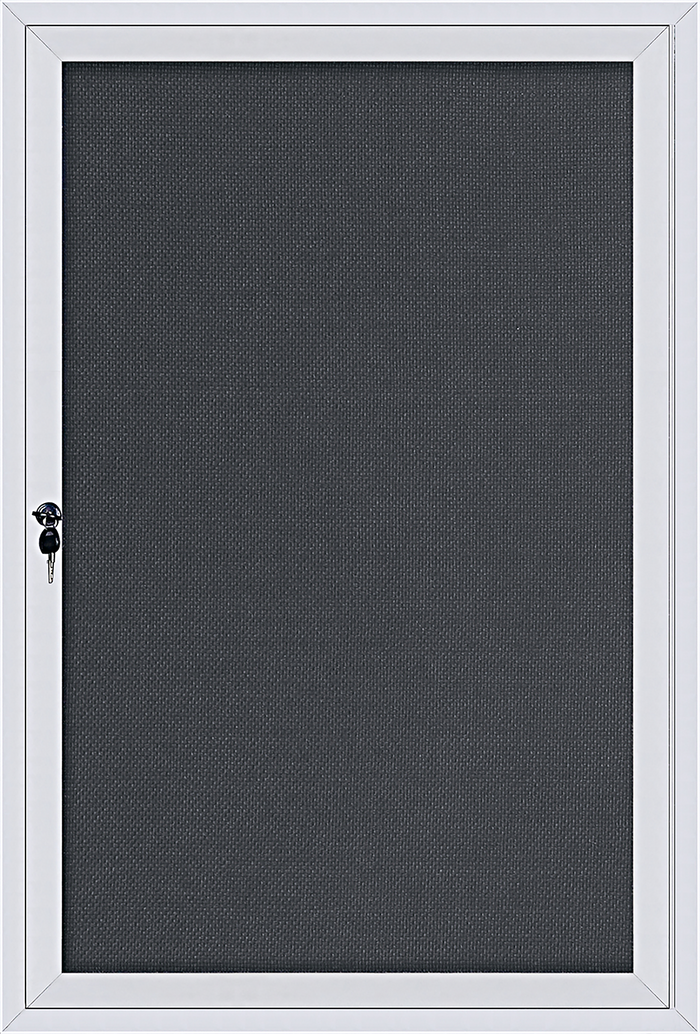 90 x 60 CM Notice Board With Door And Lock Pin Board For Office And School Grey Felt