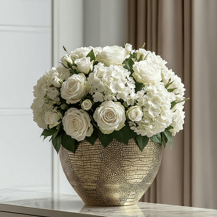 Adeta Crocodile Print Gold Statement Vase Accessories