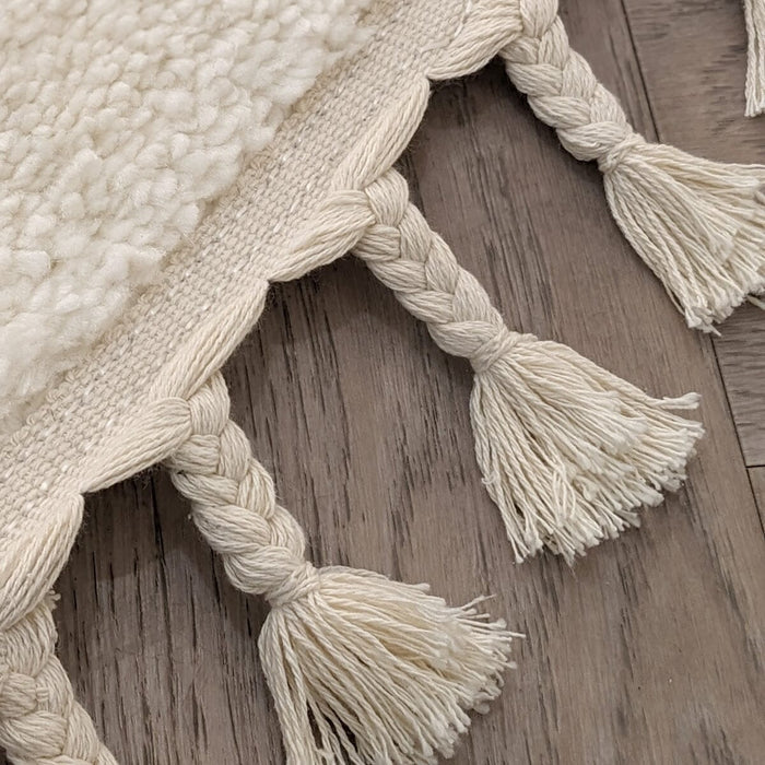 Adira Vanilla Shaggy Tasselled Geometric Rug Textiles