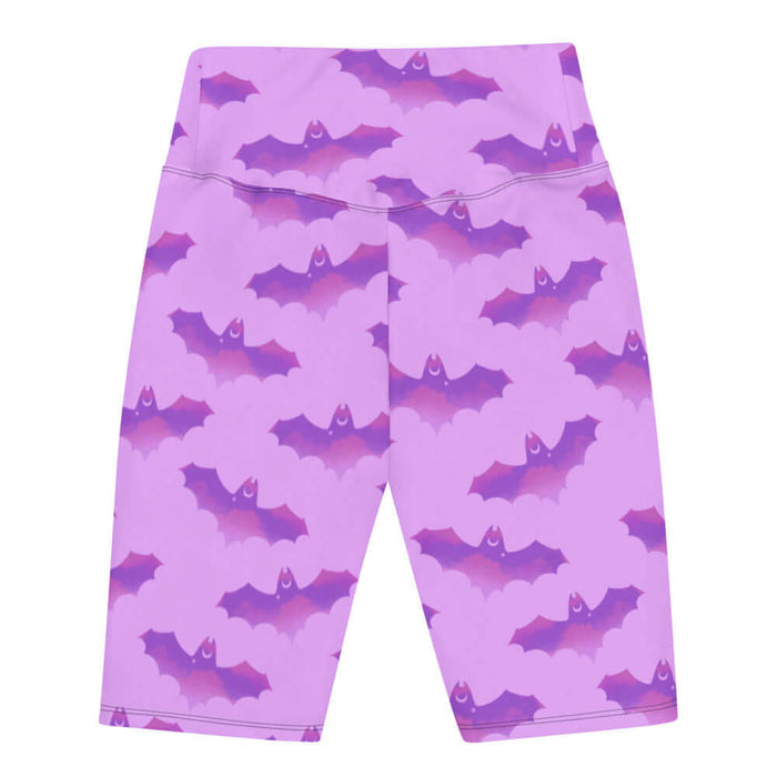 Aensland pastel-goth biker shorts in pink with bat print and pastel clouds