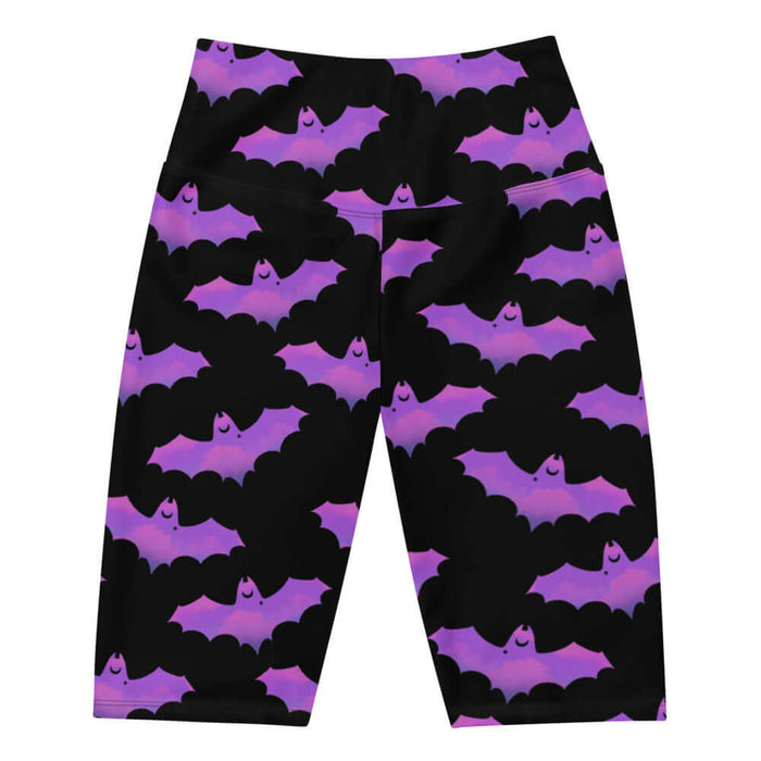 Aensland alternative biker shorts in pink with painterly bats and tiny crescent moons