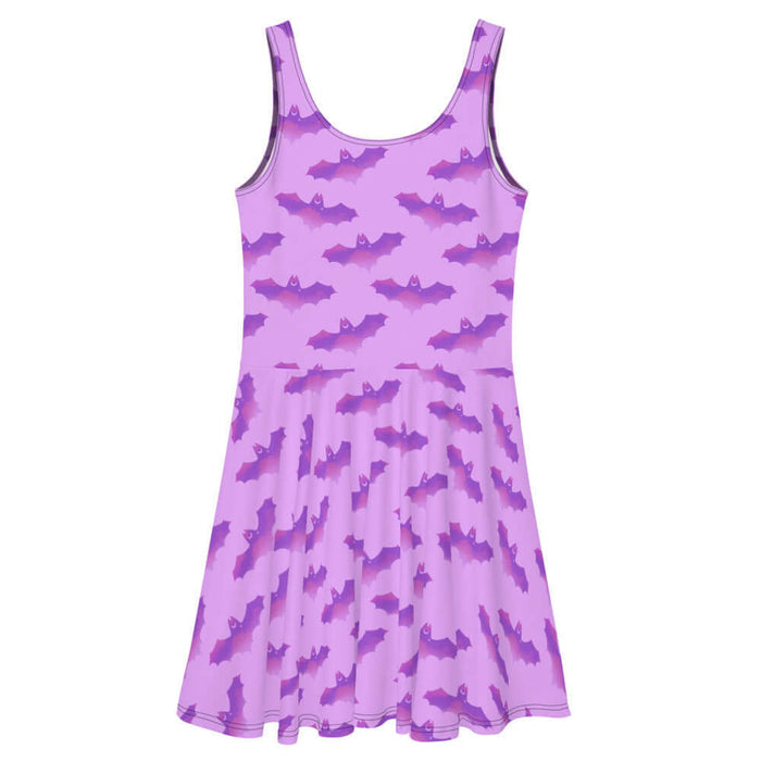 Aensland pastel-goth skater dress in pink with bat print and pastel clouds
