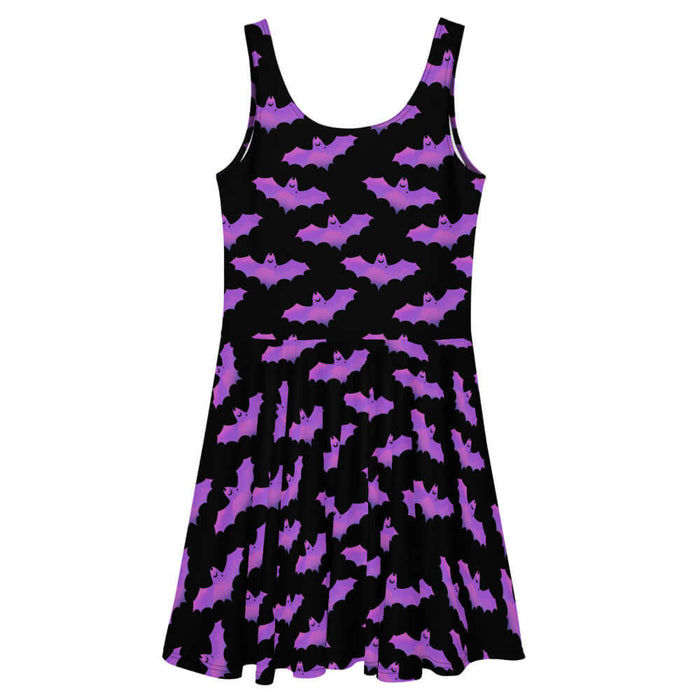 Aensland gothic skater dress in pink with dusky bats and soft clouds
