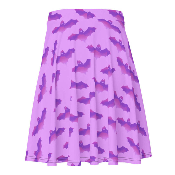 Aensland pastel-goth skater skirt in pink with bat print and pastel clouds