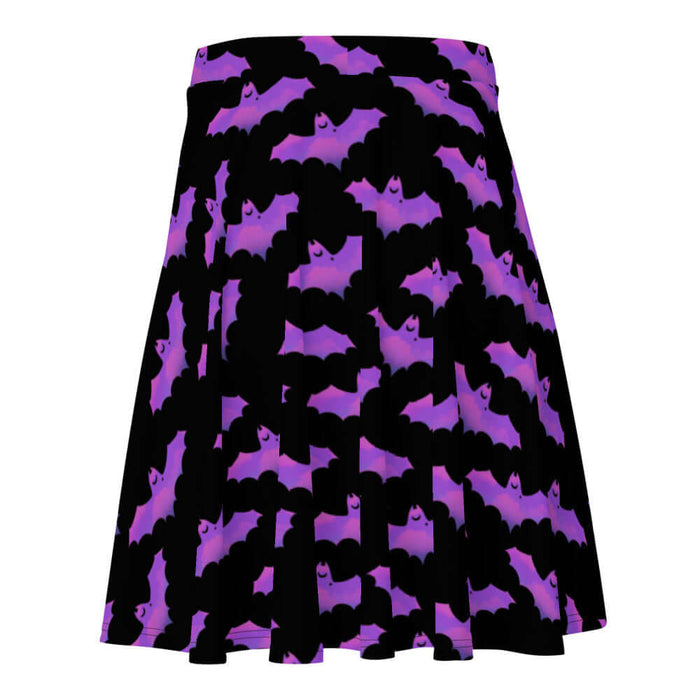Aensland gothic skater skirt in pink with dusky bats and soft clouds