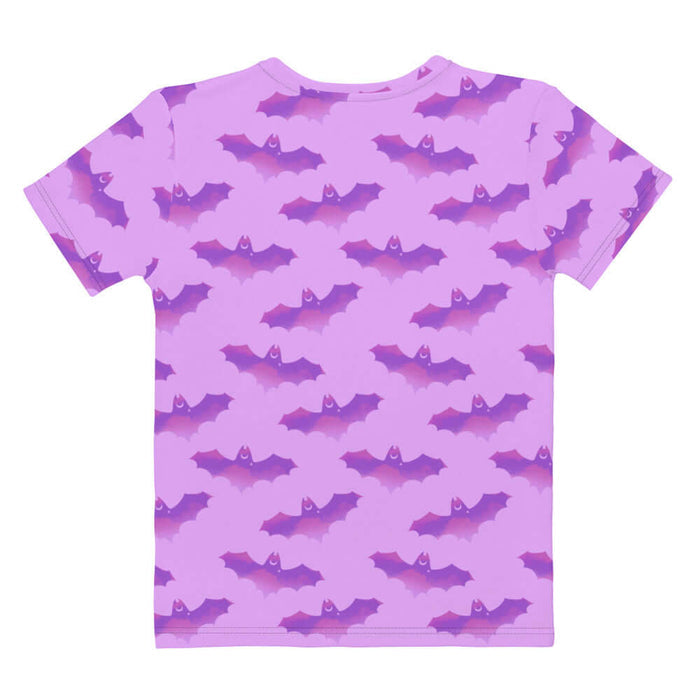 Aensland pastel-goth tee in pink with bat print and pastel clouds