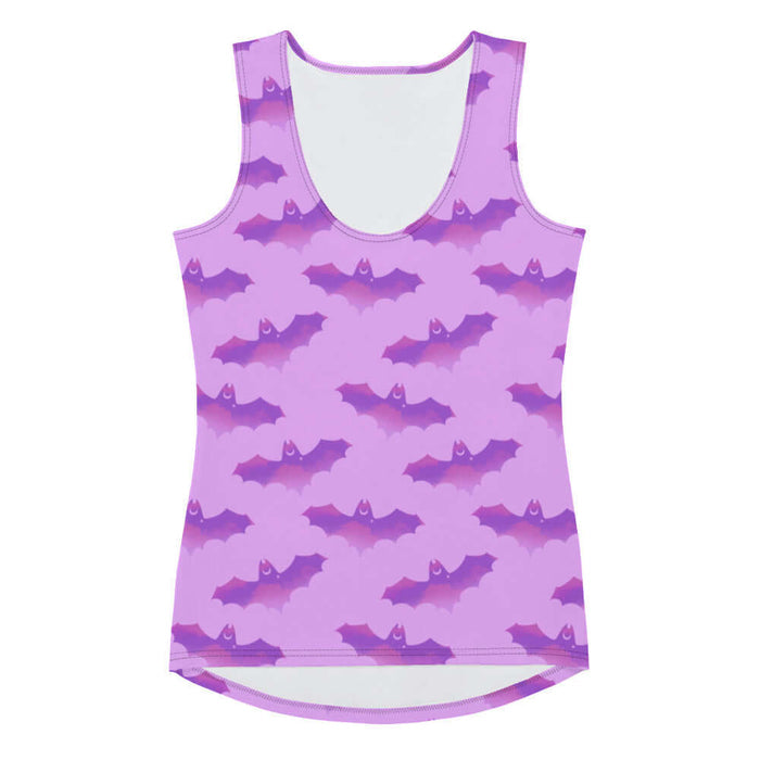 Aensland gothic tank top in pink with watercolor bats and crescent moons