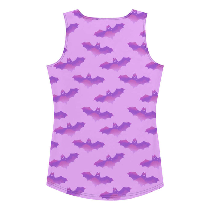 Aensland pastel-goth tank top in pink with bat print and pastel clouds