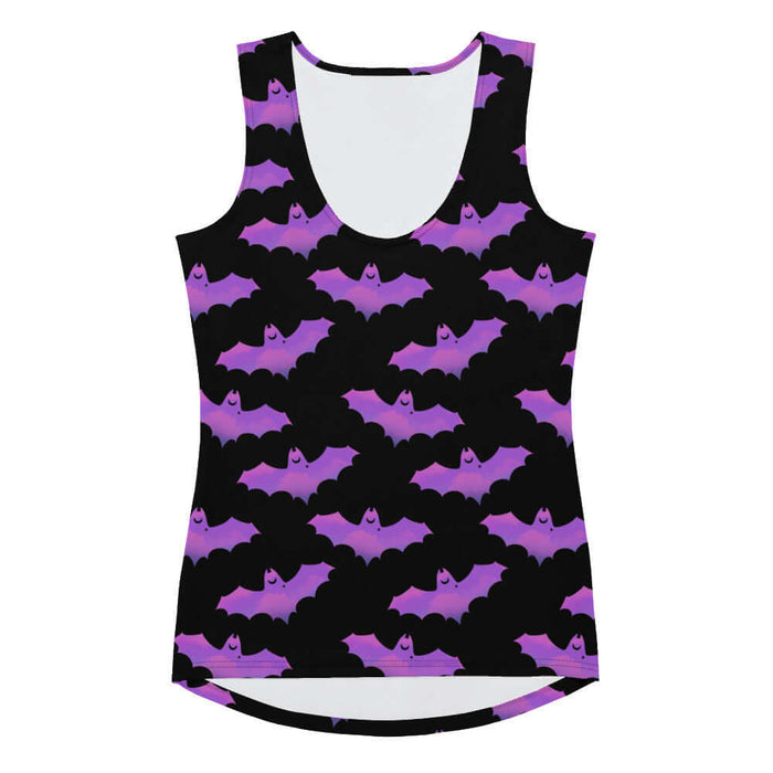 Aensland alternative tank top in pink with painterly bats and tiny crescent moons