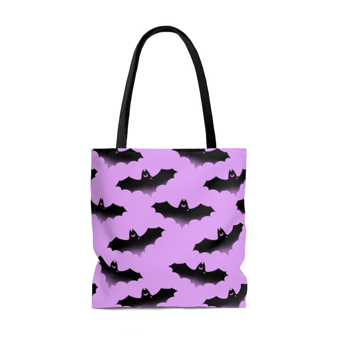Stylish Aensland Tote Bag (Black/Pink) featuring a unique bat design, perfect for any occasion or outfit.