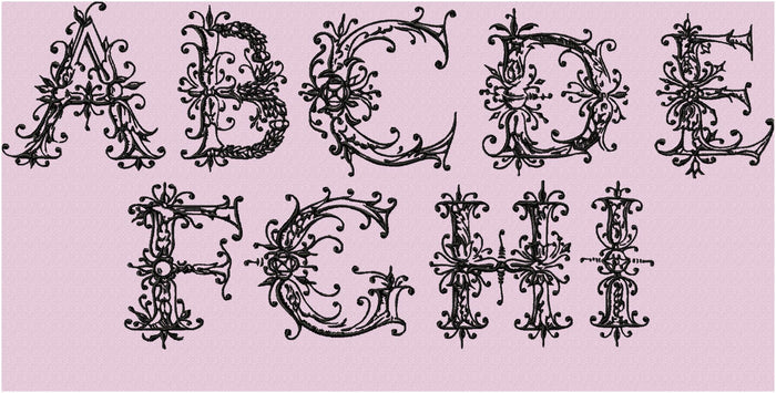Ancient Font - Comes in 4,5,6 inch sizes - Monogram Font - Machine Embroidery Font
