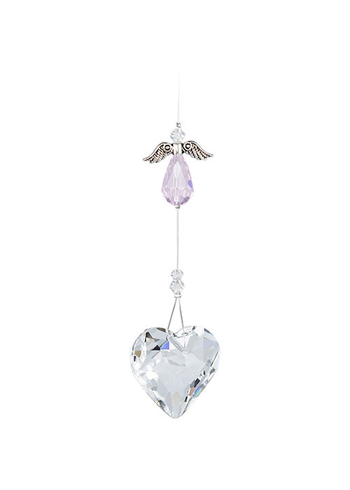 Angel Heart Crystal Suncatcher – Light Pink
