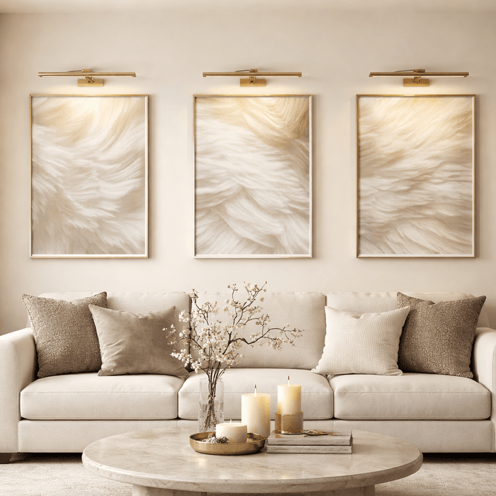 Aquaria Heavenly Feather Neural Framed Wall Art - Set of 3 Accessories