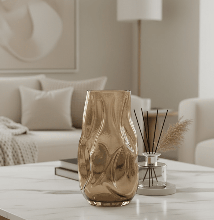 Arina Decorative Brown Glass Abstract Vase Accessories