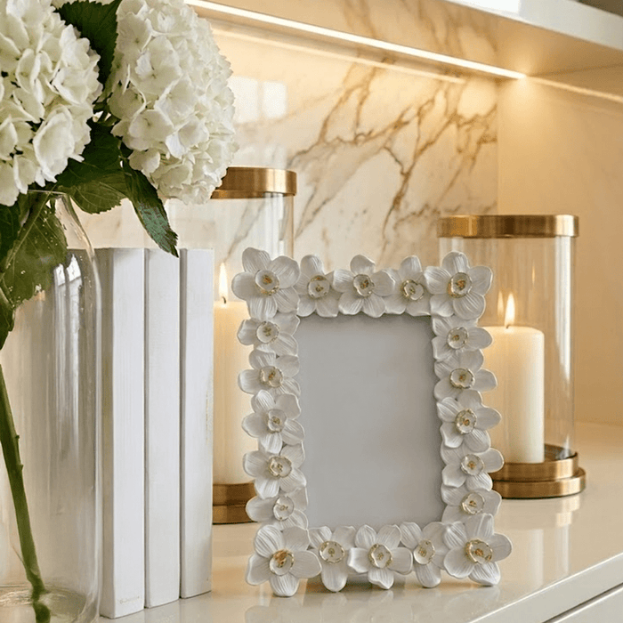 Aryane Cream & Gold 3D Flowers Photo Frame - 4x6" Accessories