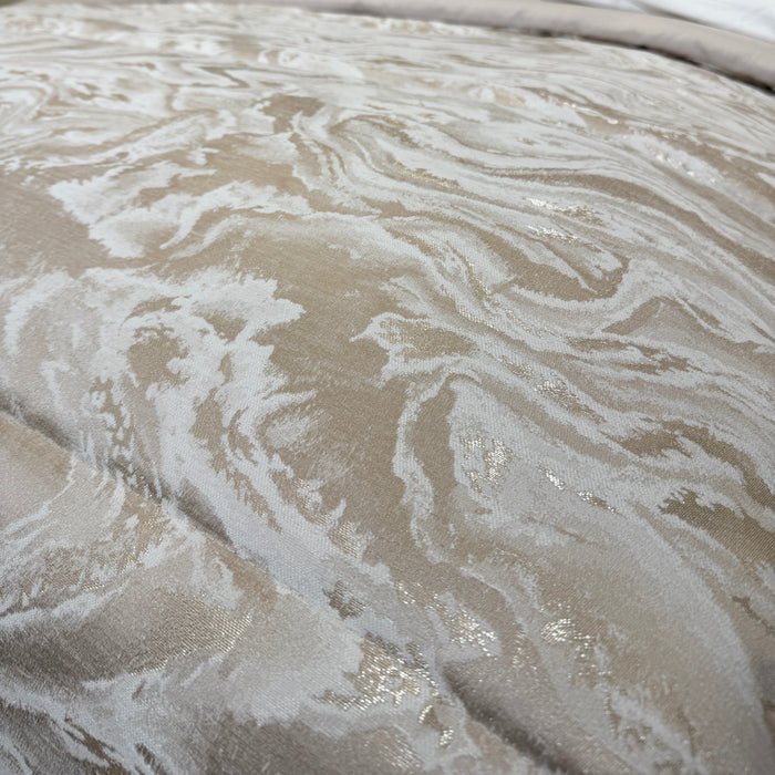 Aurora Luxury Cream & Taupe Marble Effect Bedspread Textiles
