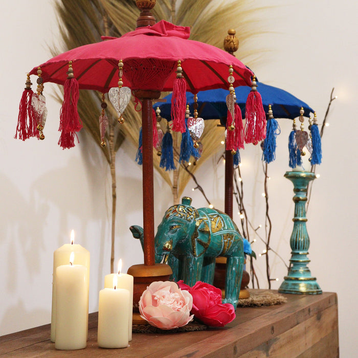 Bali Home Decor Parasol - Cotton - Pink- 40cm 🇬🇧