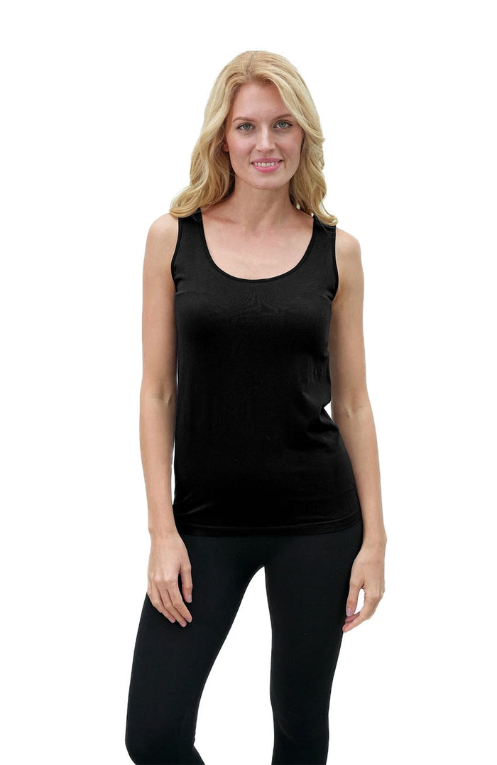 Bamboo Built in Bra Tank Top - Black