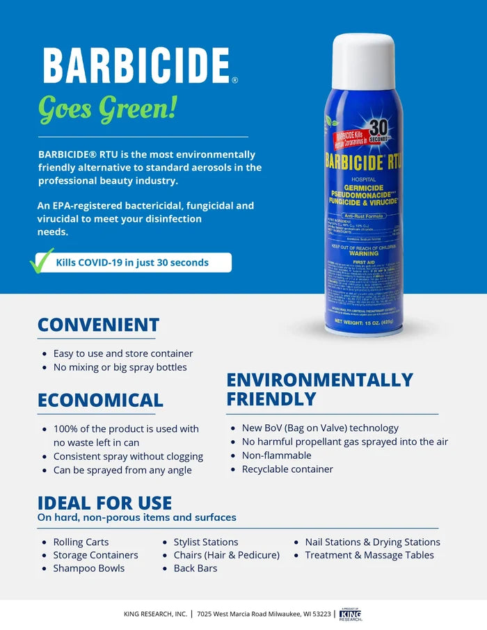 Barbicide RTU Non-Aerosol Disinfectant Spray (15oz)