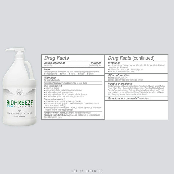 Biofreeze Professional Pain Relief Gel, 1 Gallon Pump (Pump Included) - 13433-Single - LL Medico