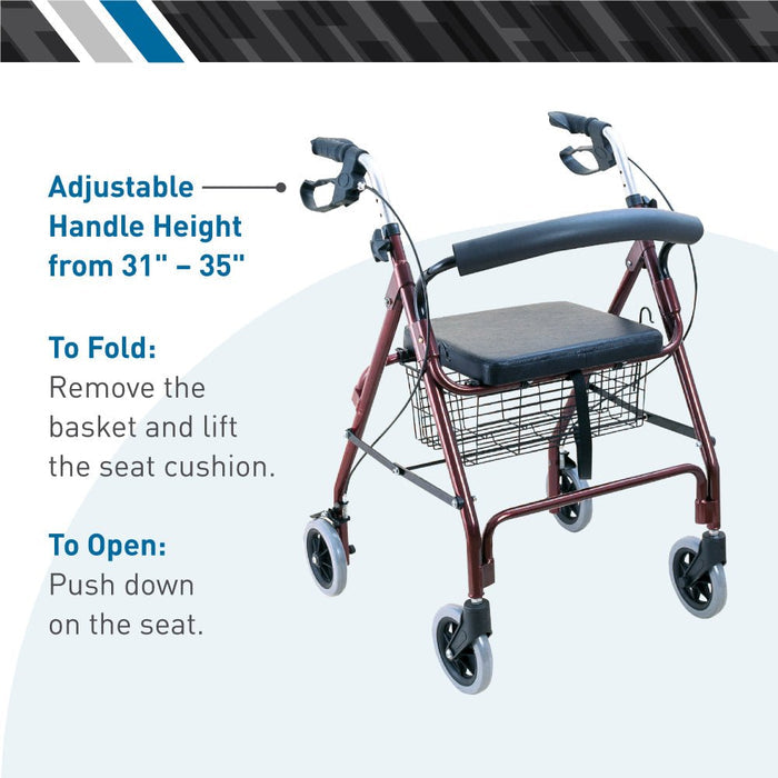 BodyMed Aluminum Rollator with 6 - inch Wheels - ZZRROL01 - LL Medico
