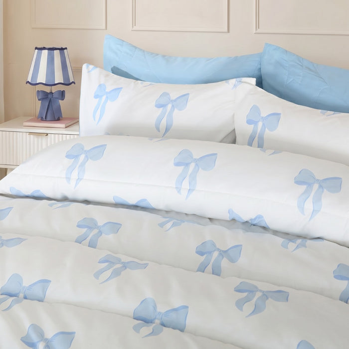 Bow Print Coverless 10.5 Tog Duvet Set - Blue 🇬🇧
