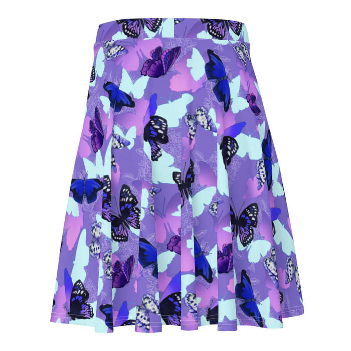 Butterfly kawaii skater skirt with navy butterflies and white-spotted wings