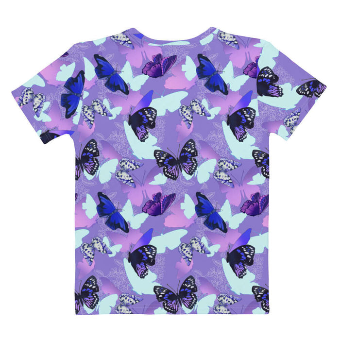 Butterfly kawaii t-shirt with navy butterflies and white-spotted wings