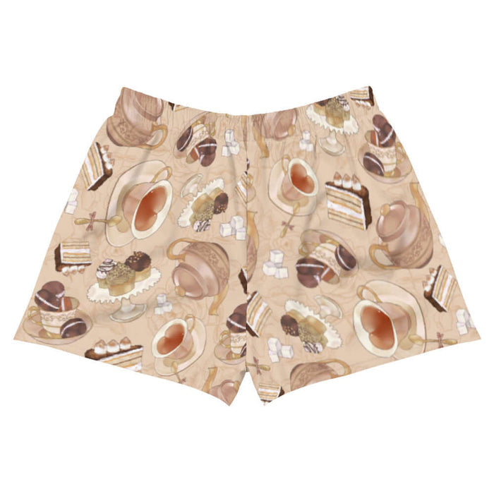 Latte kawaii Café athletic shorts with heart-shaped teacups and sugar cubes