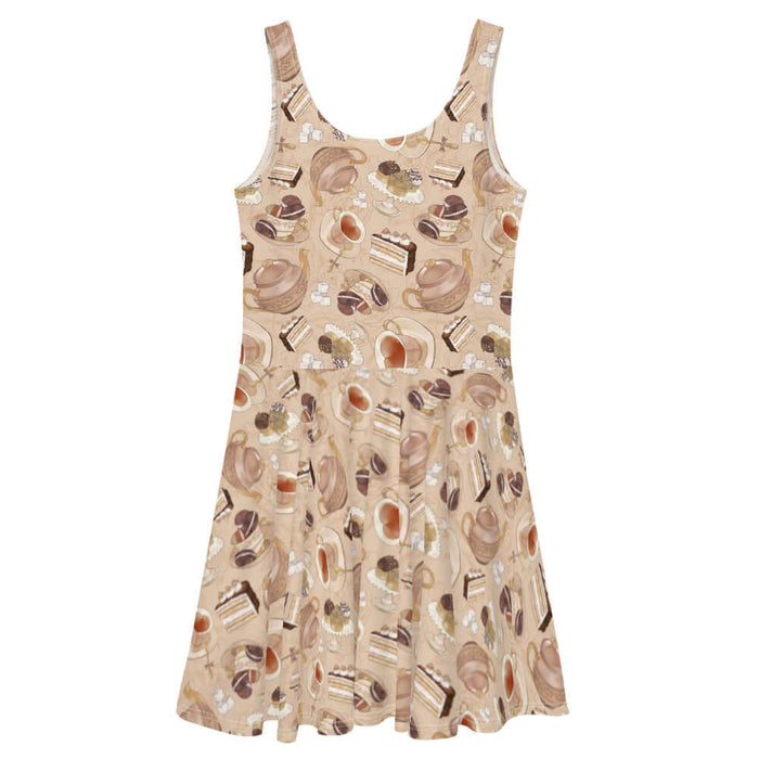 Black kawaii Café skater dress with heart-shaped teacups and sugar cubes