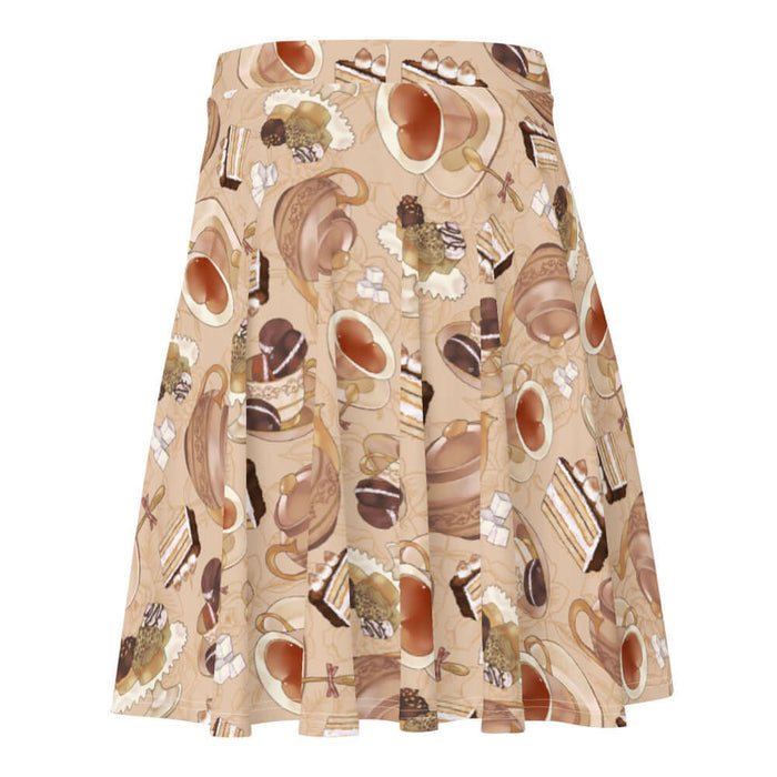 Black kawaii Café skater skirt with heart-shaped teacups and sugar cubes