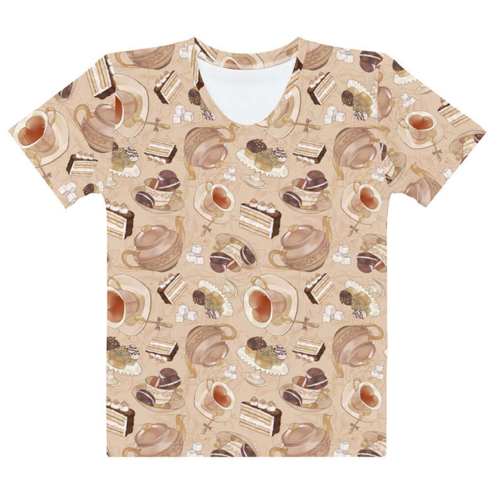 Latte kawaii Café tee with heart-shaped teacups and ornate teapots